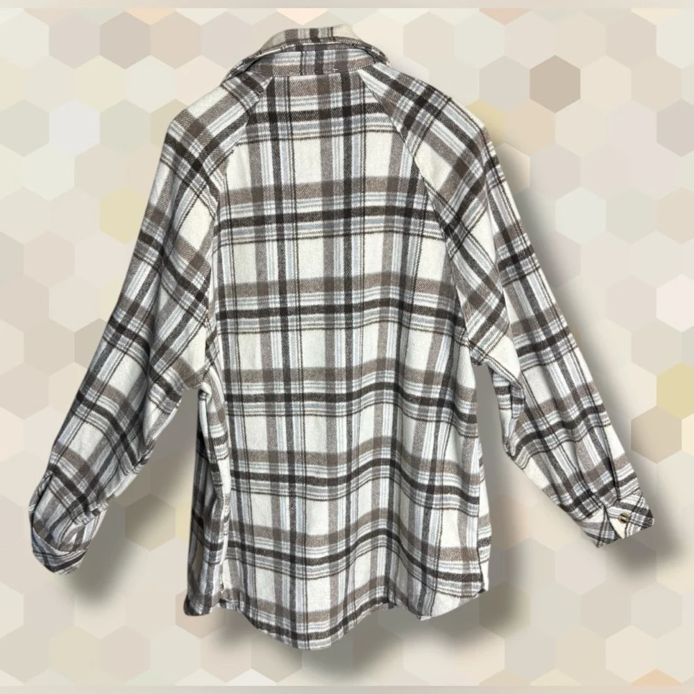 Staccato Plaid Shacket in Brown and Cream